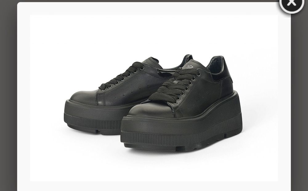 Черни кецове на платформа естествена кожа