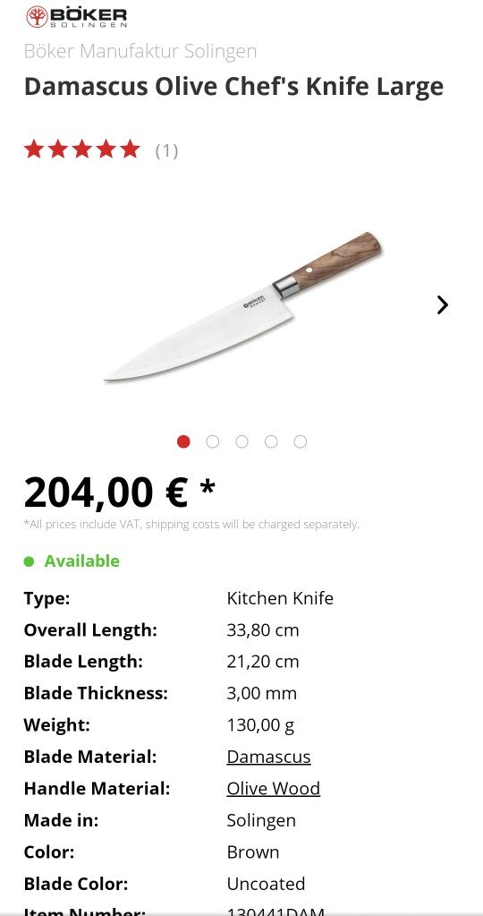 Cutit Bucatar Chef  Böker Damast