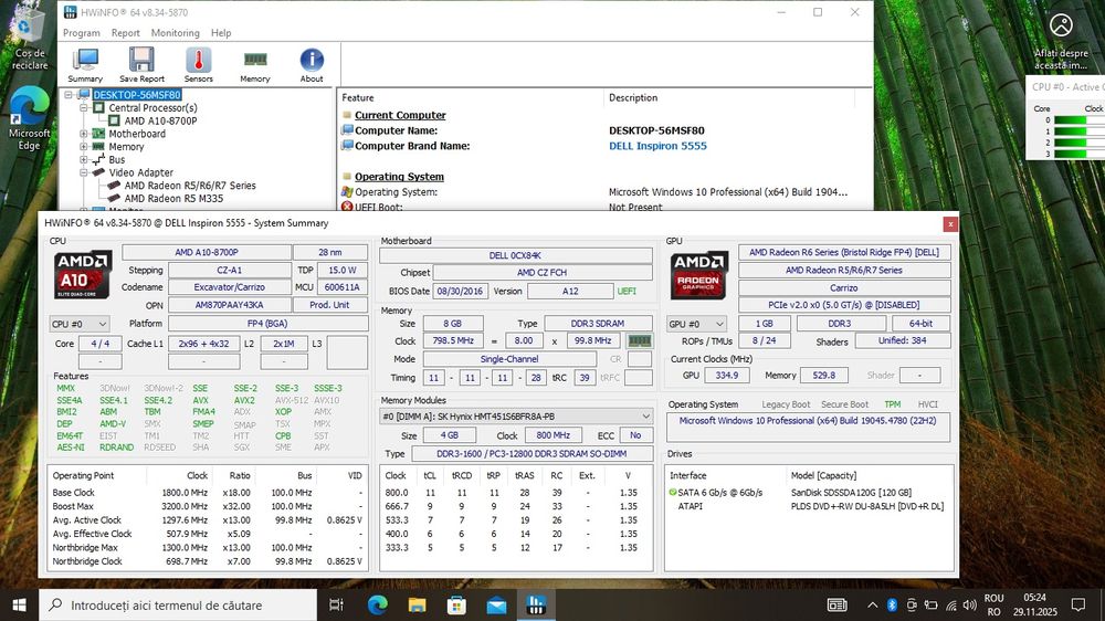 Laptop Dell Inspiron 5555, 8GB memorie, ssd