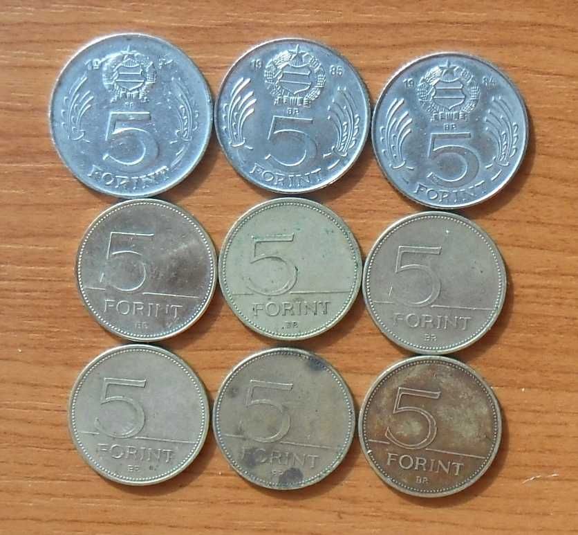 Lot 43 monede 1, 2, 5 forinți - Ungaria