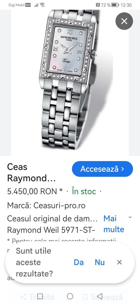 Ceas Raymond Weil Tango Diamonds Quartz