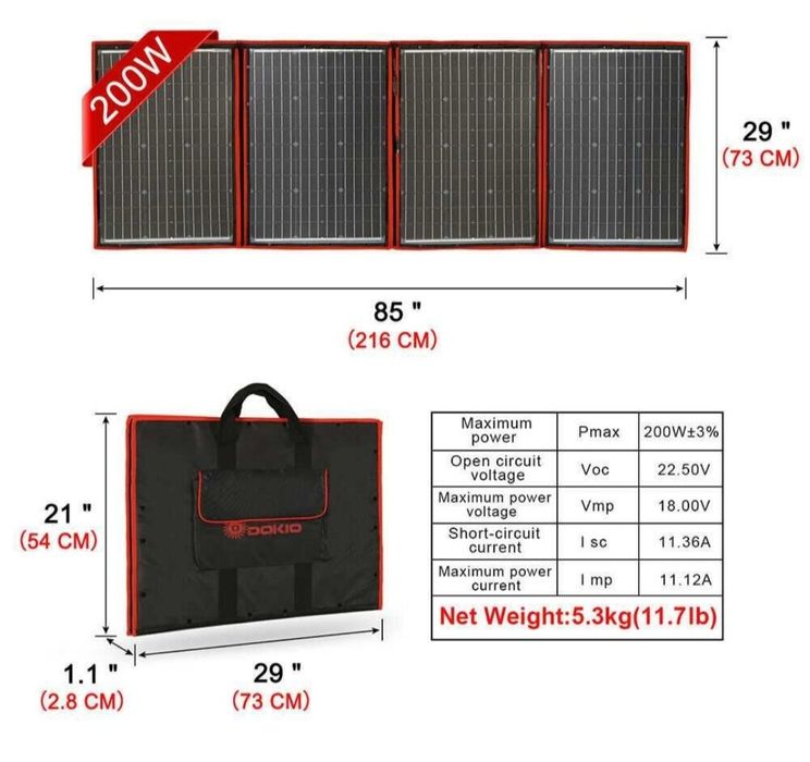 Kit panou solar pliabil / flexibil 200w, sistem fotovoltaic nou