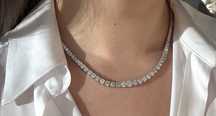 Colier tennis din aur alb 18k cu diamante