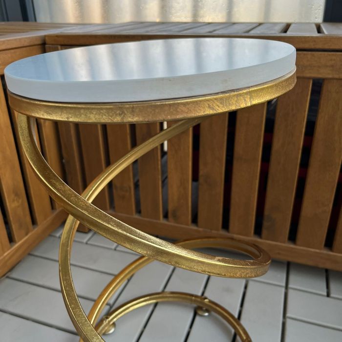 Masuta Laterala Mauro Ferretti Spiral Marble Ø 27, 5X47, 5 cm, Auriu/A