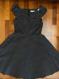 Rochie neagra, buline albe, stil retro anii 50-60, marimea 40-42