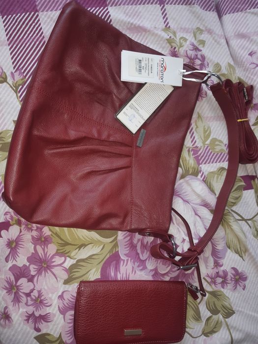 Новая кожаная сумка с кошельком производство Турция