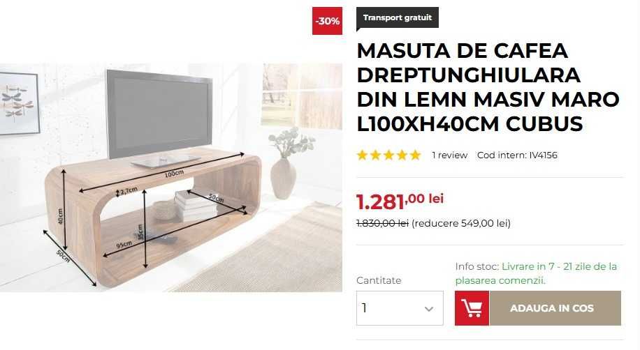 Masuta de cafea fixa, alba