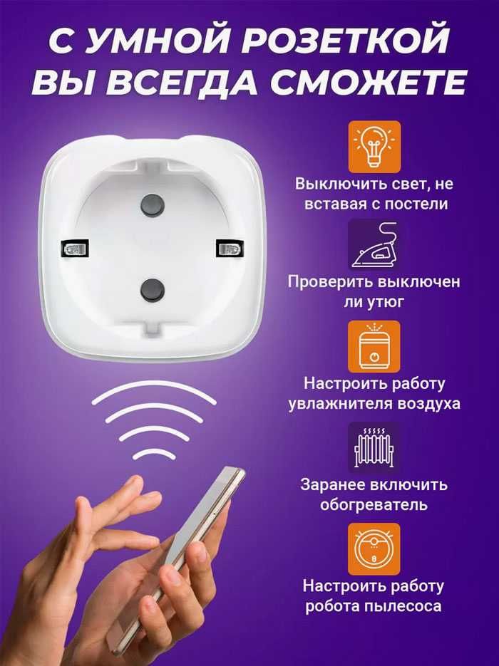 Умная розетка Tuya Smart Wi-Fi 16A