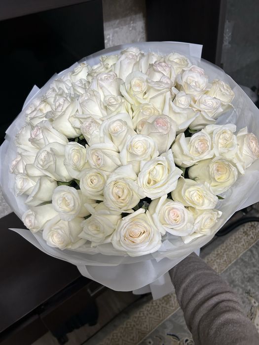 51 белые розы букет