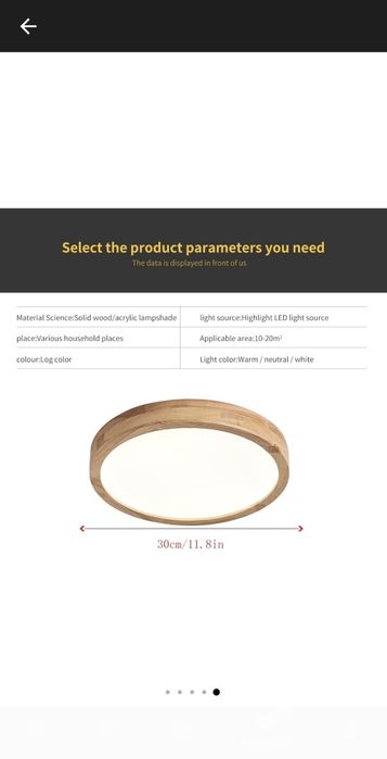 Plafoniera LED din lemn