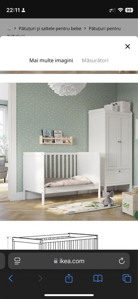 Vand patut bebelusi IKEA SUNDVIK+saltea