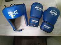 Боксерский шлем  кожаный XL и перчатки 12Oz