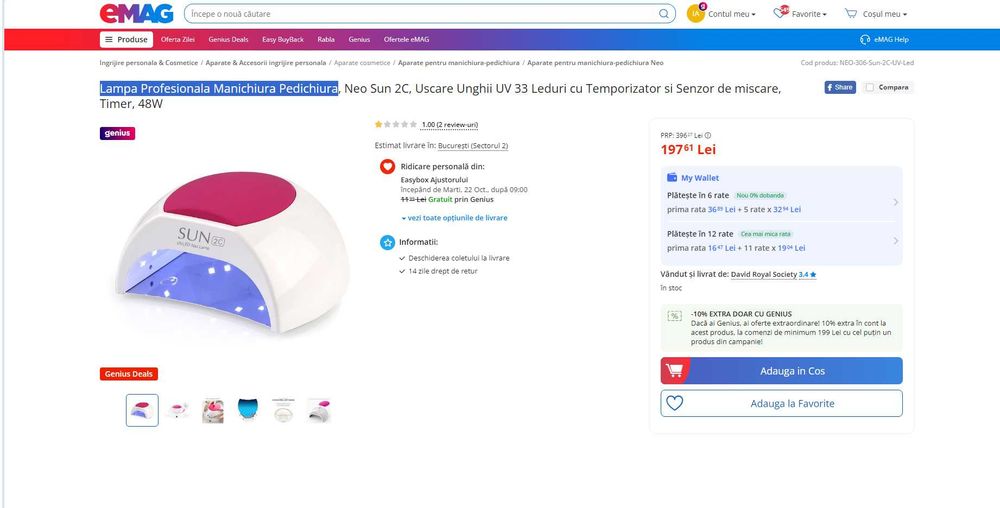 Lampa Profesionala Manichiura Pedichiura UV/LED, REDUSE de la 200RON