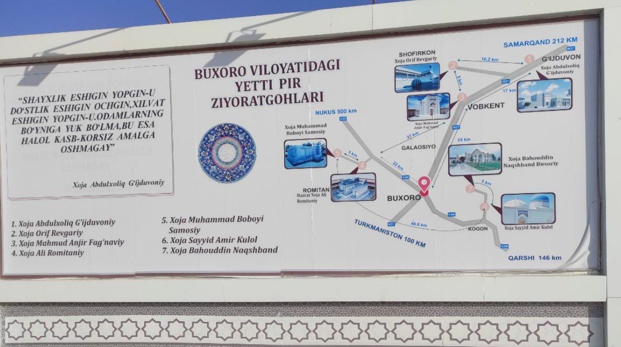 Buxoro viloyat yetti pir ziyoratgoxlari uchun TAKSI XIZMATI