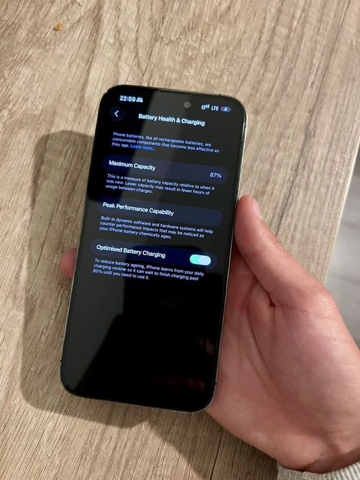 Iphone 14 pro max , 128GB ; 87% sanatatea bateriei.