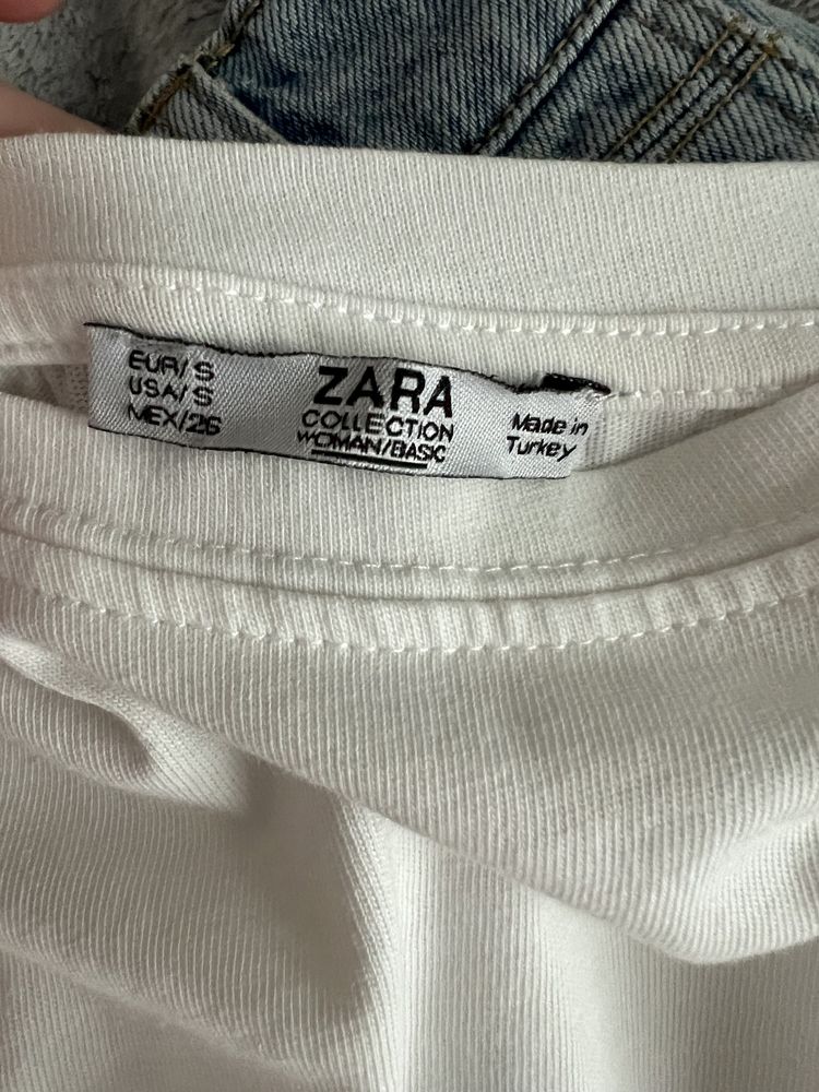 Tricou alb scurt Zara