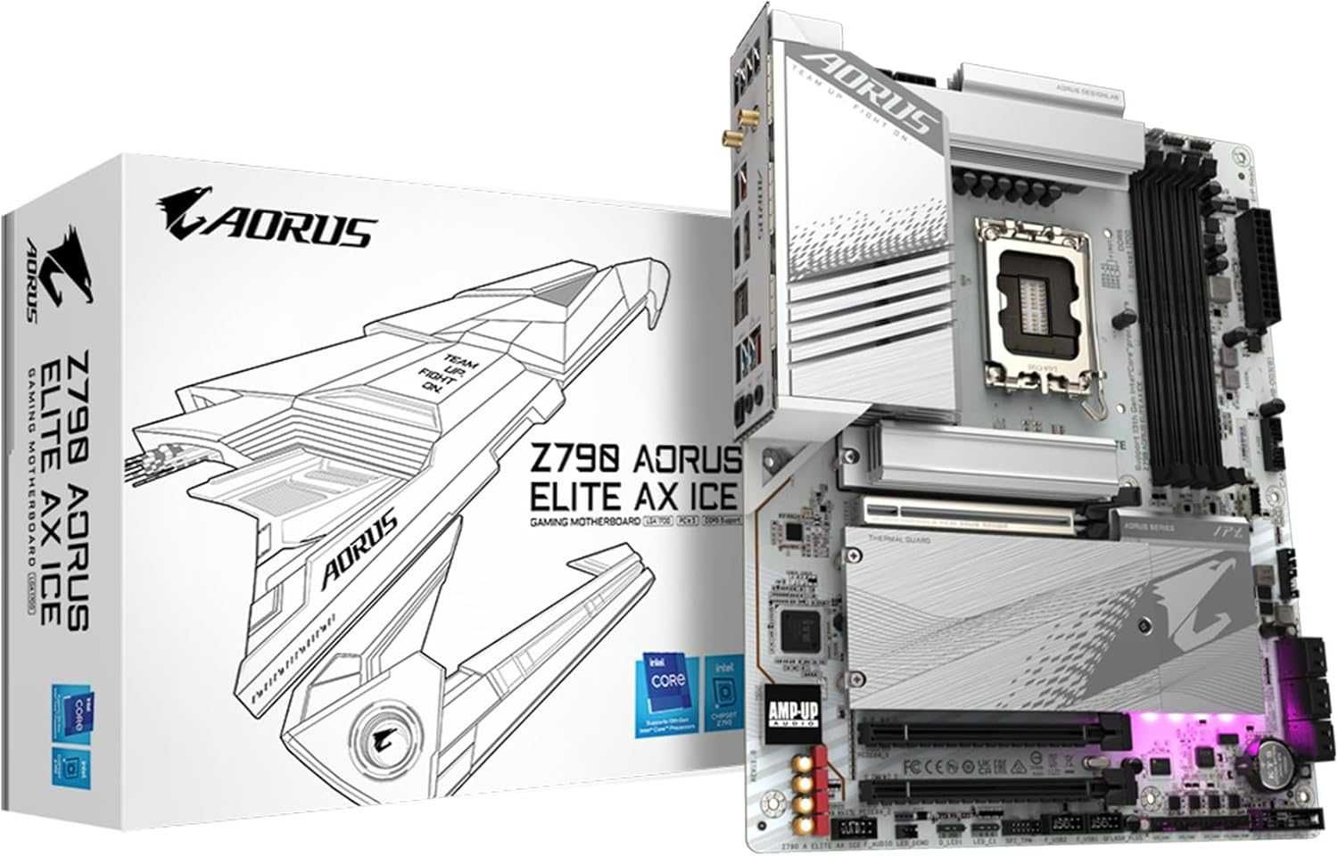 НОВИ ! GIGABYTE Z790 AORUS Elite AX ICE + Intel i5-14600K 14 Cores