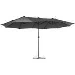 Umbrelă mare de grădină Outsunny 4.6m, dublă, cu manivelă – GRI
