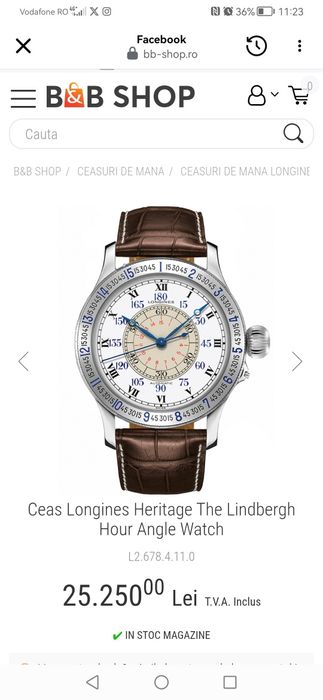 Ceas Longines Lindbergh Hour Angle cu mecanism In-House