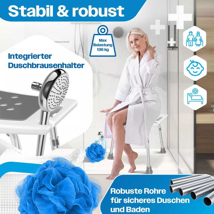 Регулируем стол за баня/душ с неплъзгащи се крака - НОВ