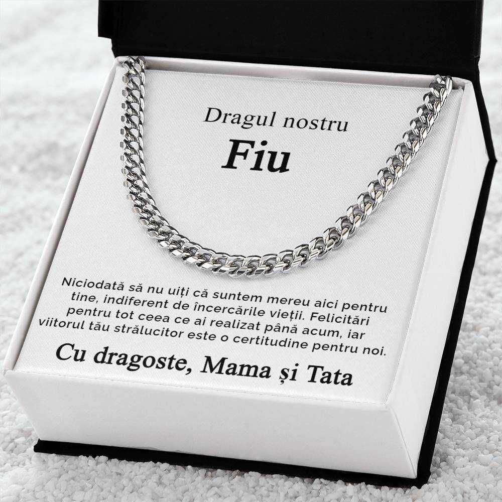 Lant pentru Fiu, de la Mama si tata, Card Personalizat