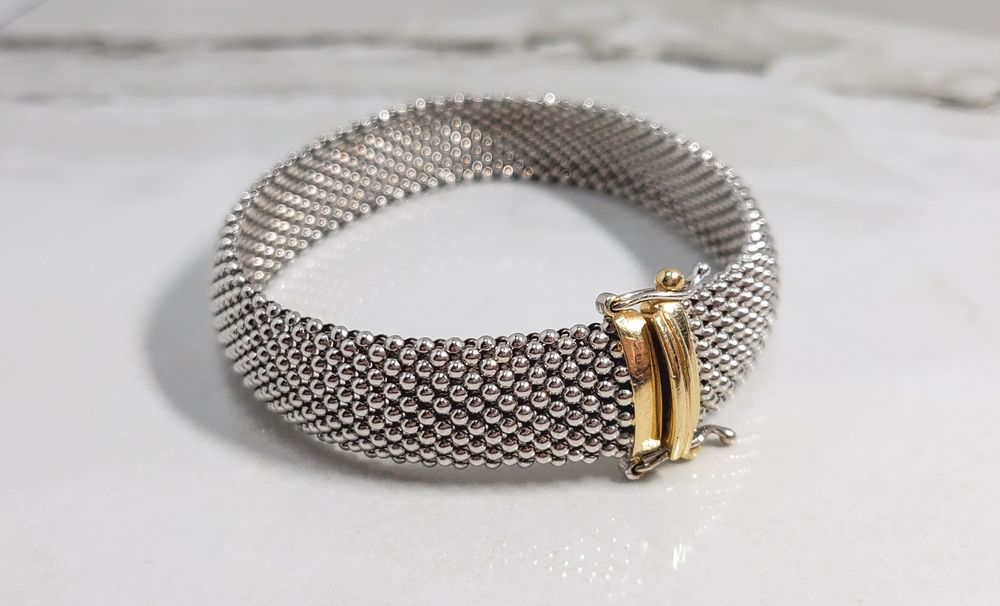 Brățară din aur alb și galben de 14K – model deosebit