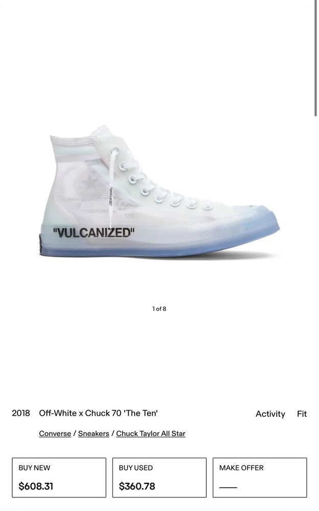 Convers Off White Chuck Taylor All Star 44.5