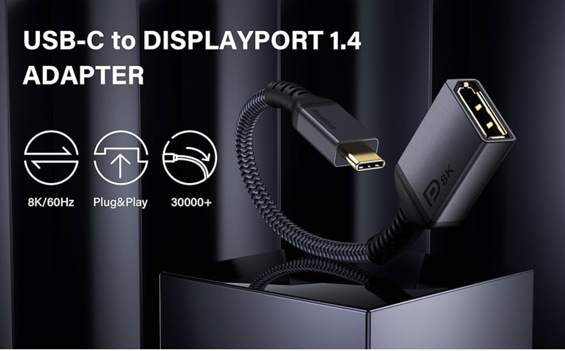 USB C към DisplayPort Адаптер 8K 60Hz DP1.4 Thunderbolt 3