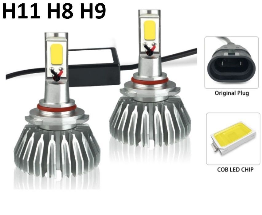 2бр. led 24w 3000lm диодни крушки h1 h7 h11 hb3 12v 24v