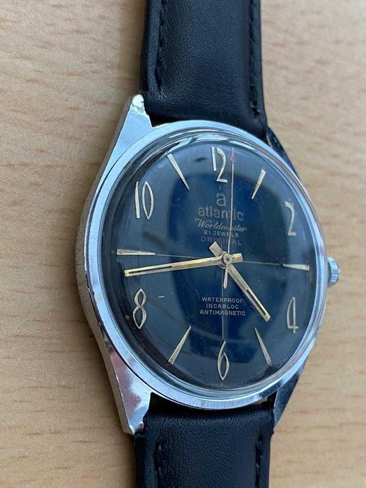 Ceas Atlantic cadran negru mecanic Worldmaster 21 rubine