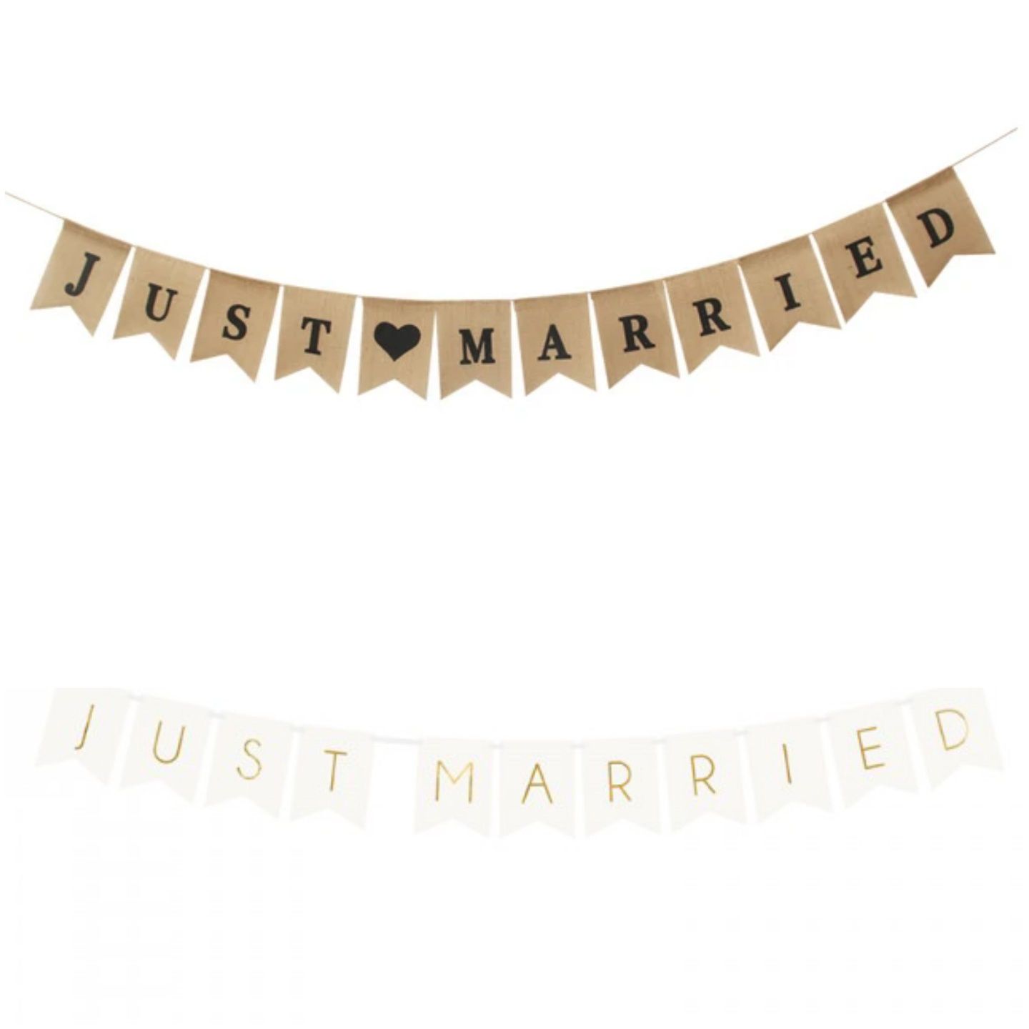 Ghirlandă decorațiune nuntă miri Just Married litere party banner