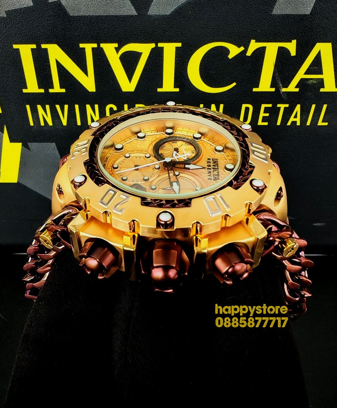 часовник INVICTA Gladiator Brown and Gold 60 mm, Инвикта нов