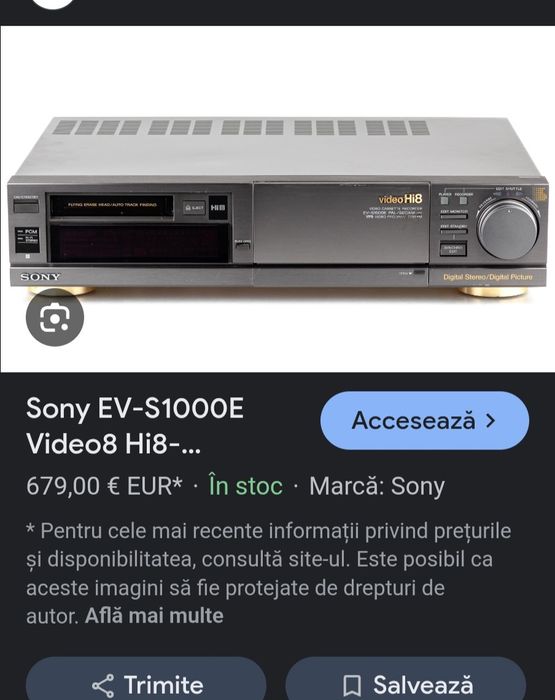 Videorecorder Sony Video Hi8 ev-s1000e