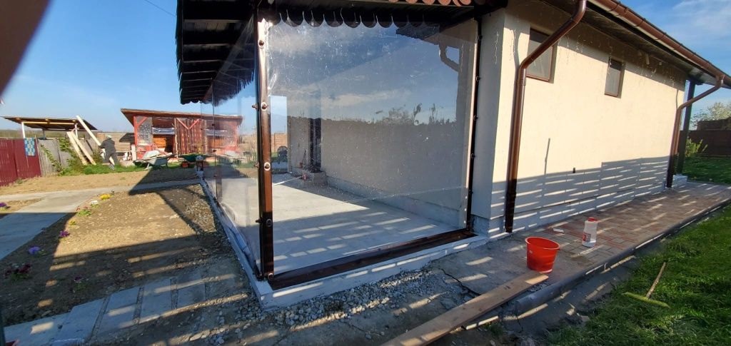 Închidere terase cu folie Cristal, folie PVC transparenta terasa