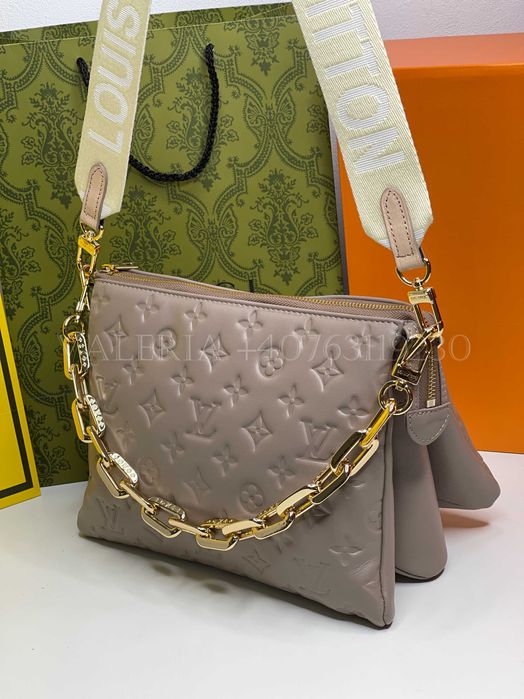 Geanta Louis Vuitton - Coussin Taupe interior albastru