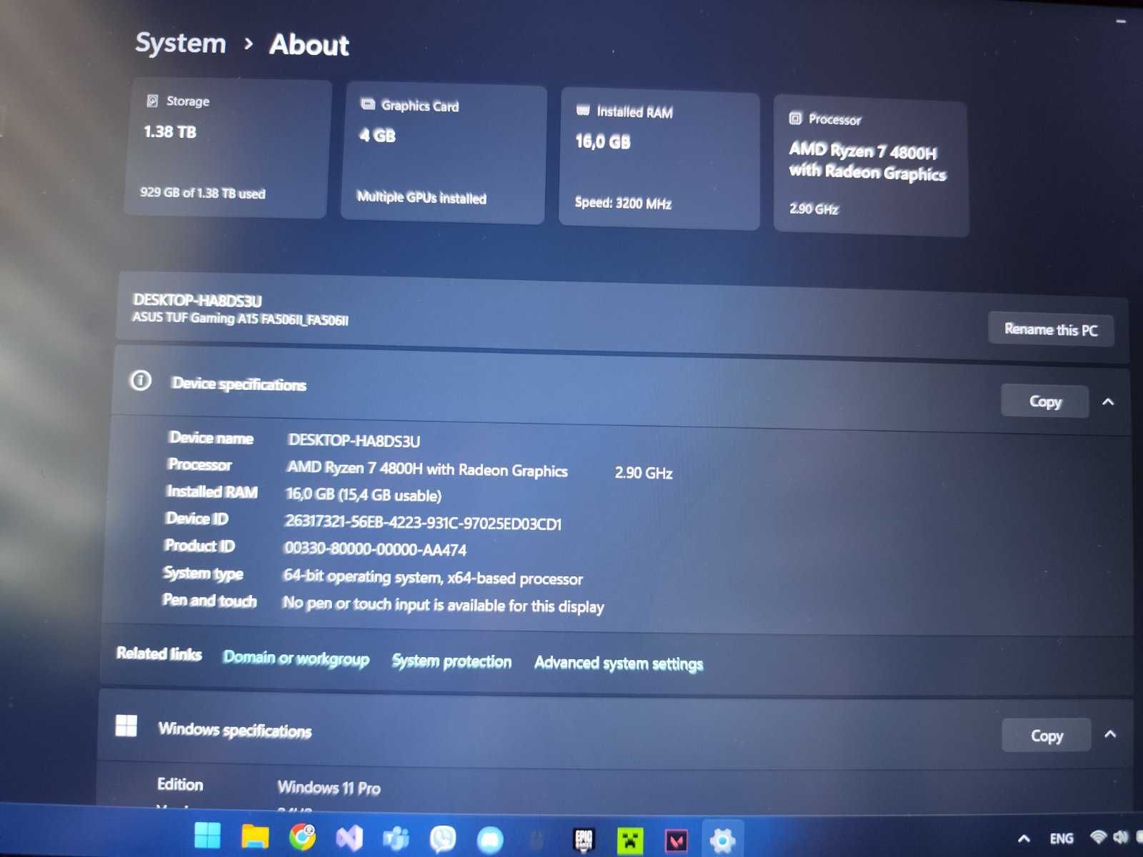 Asus Tuf Gaming A15 лаптоп