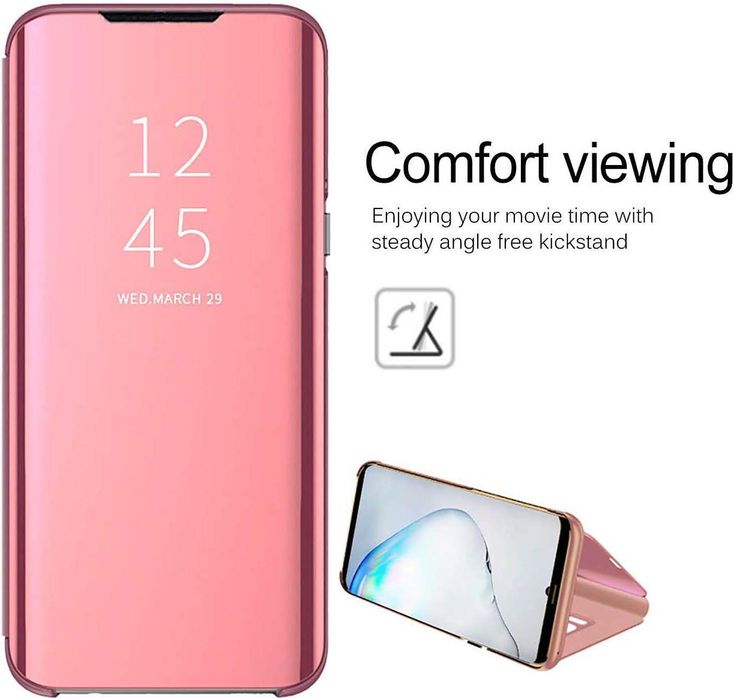 Огледален калъф тип тефтер clear view за samsung galaxy a17 розов