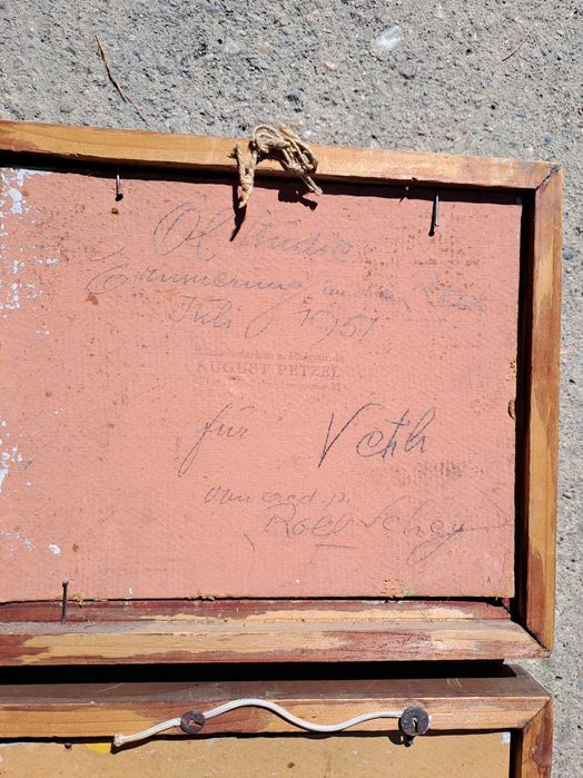 tablou pictura pe carton gros 26/22 cm semnat rolf schey 1949