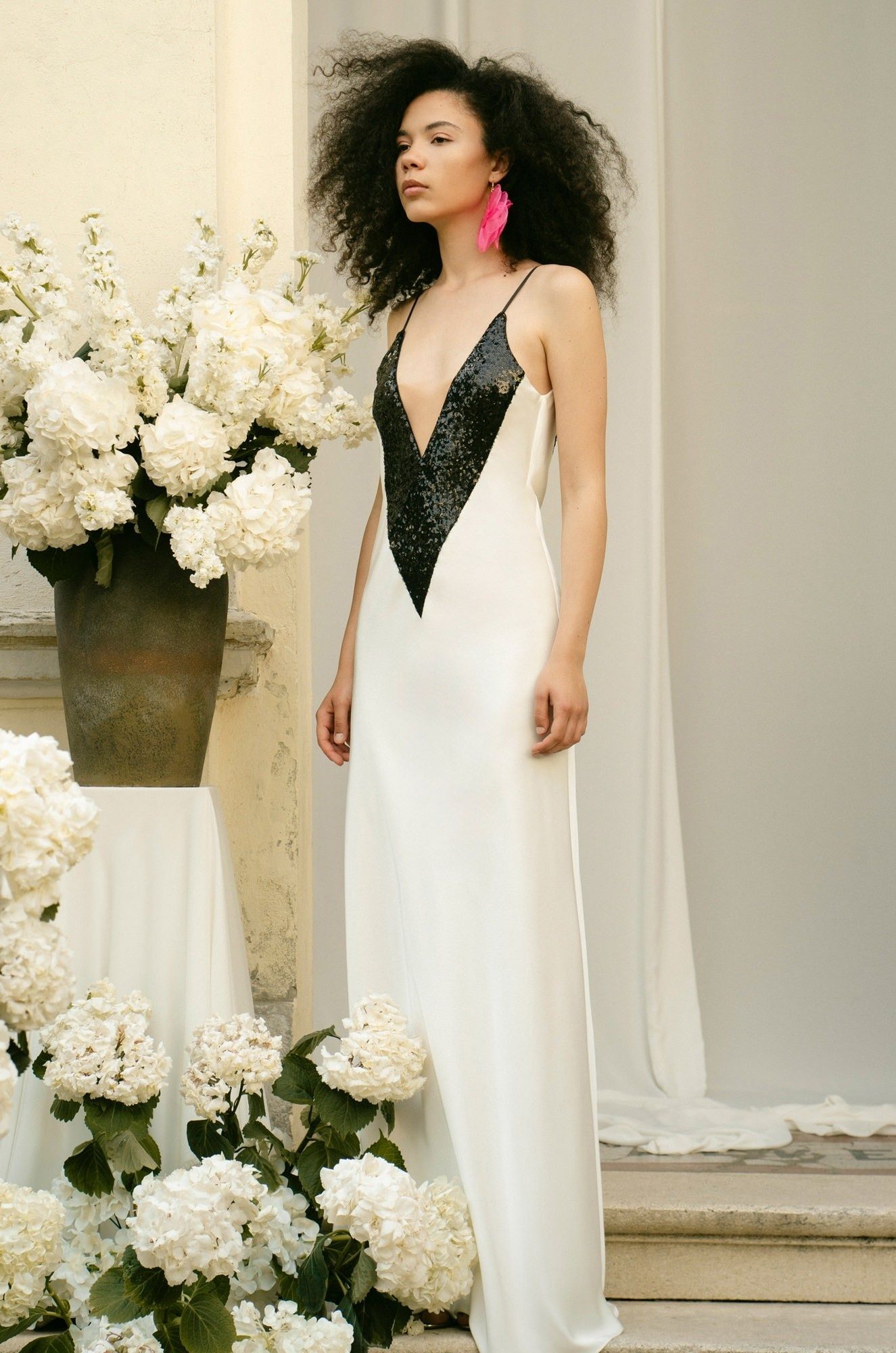 Rochie bicolora cu decolteu in V - Poema