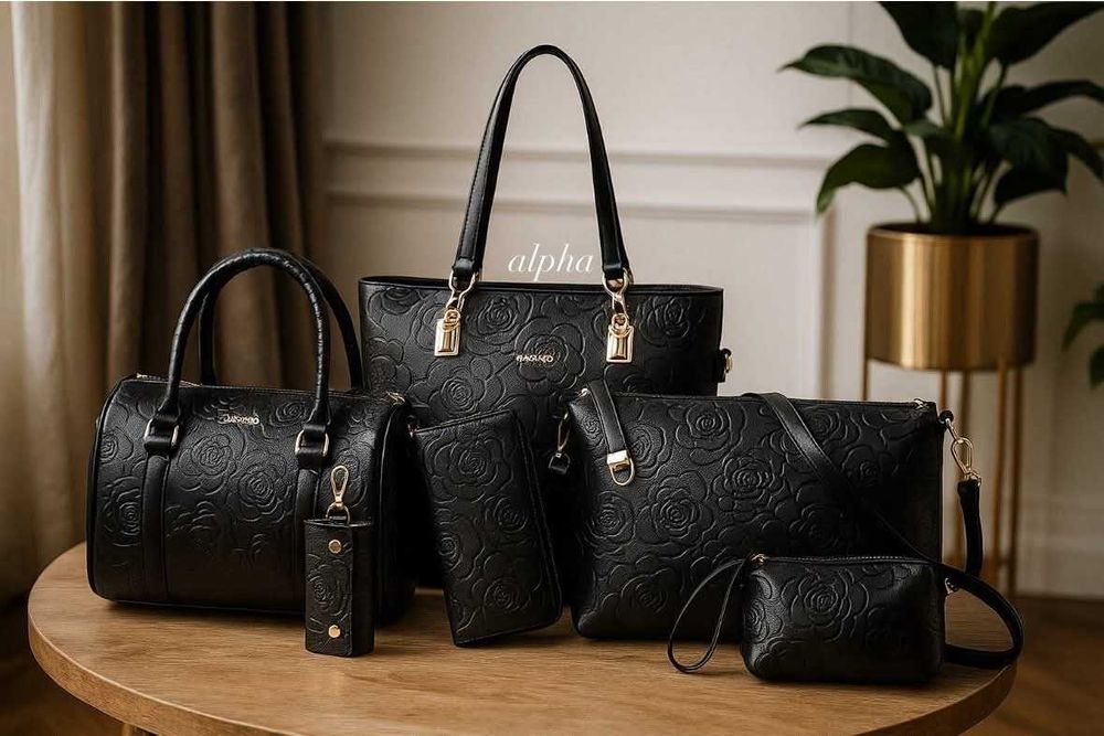 Елегантен комплект 6 броя дамски чанти.