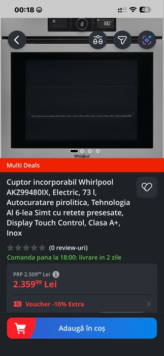 Cuptor incorporabil Whirlpool autocuratare
