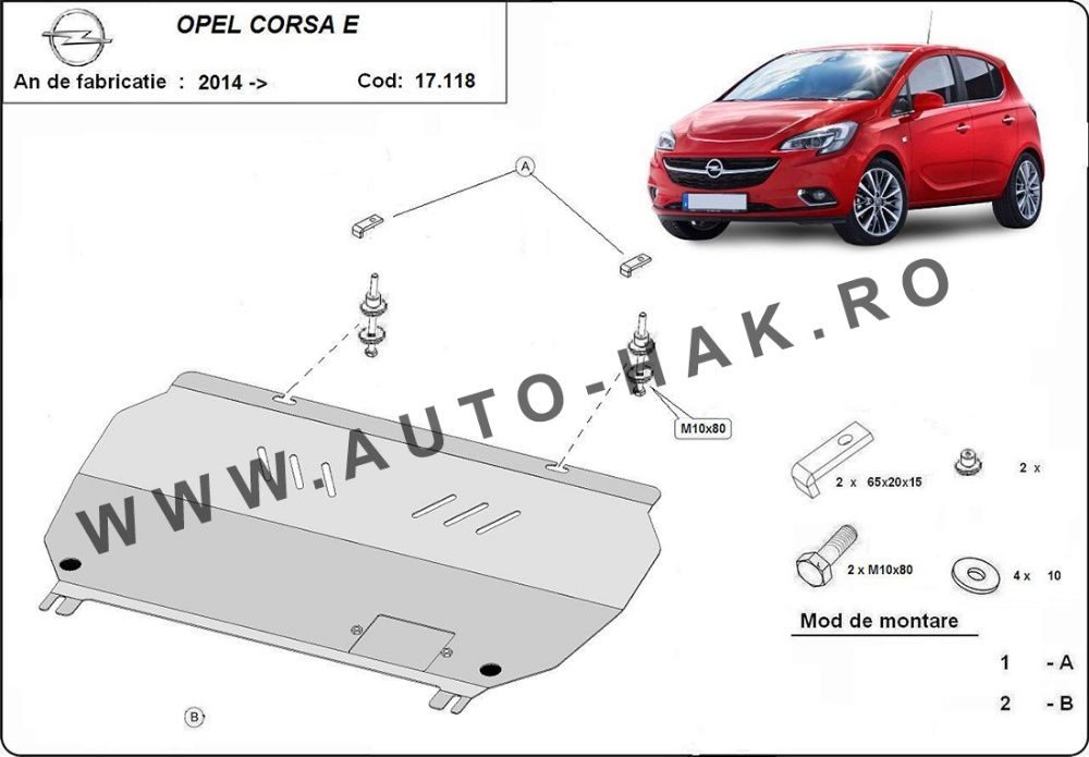 Scut motor metalic Opel Corsa E 2014-2019