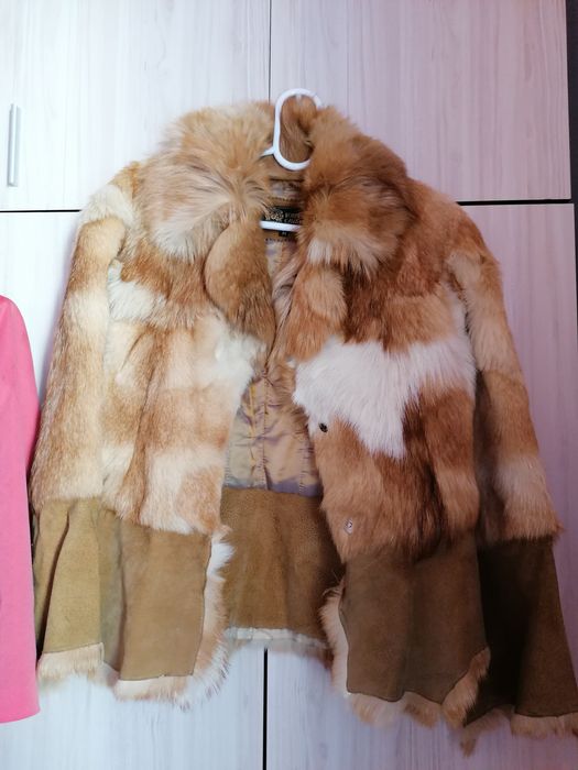 ROBERTO CAVALLI, оригинално палто от естествена кожа и естествен косъм