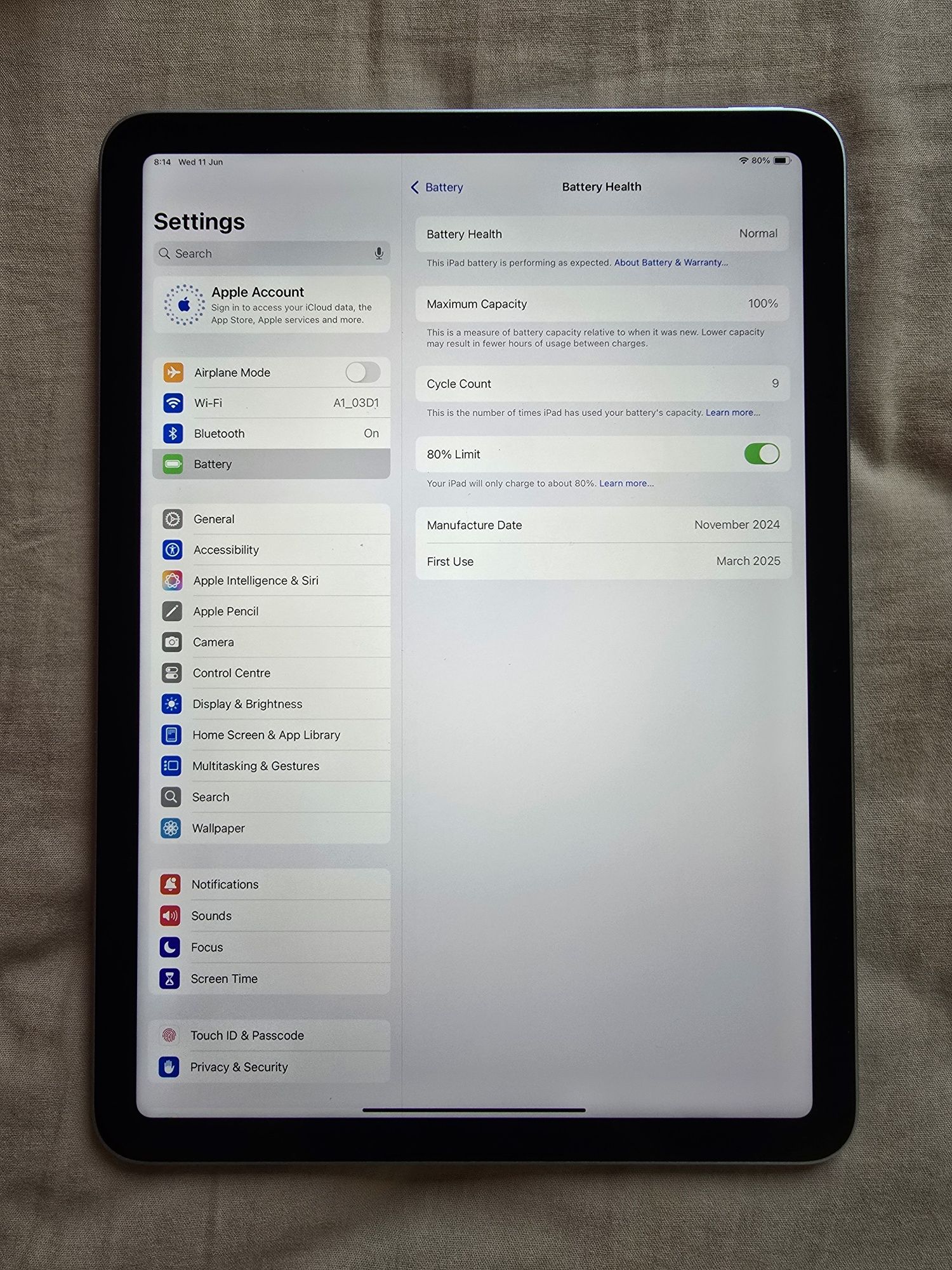 iPad Air 11-inch (M3) 2025 Wi-Fi Blue