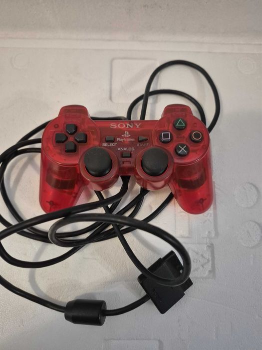Maneta originala Joystick Playstation 2 PS2 (rosu transparent)
