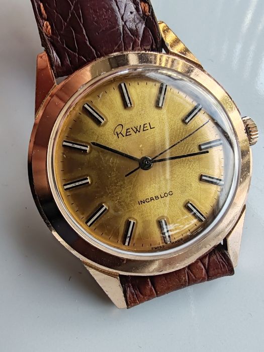 Ceas Rewel Placat cu aur 37 mm Mecanic