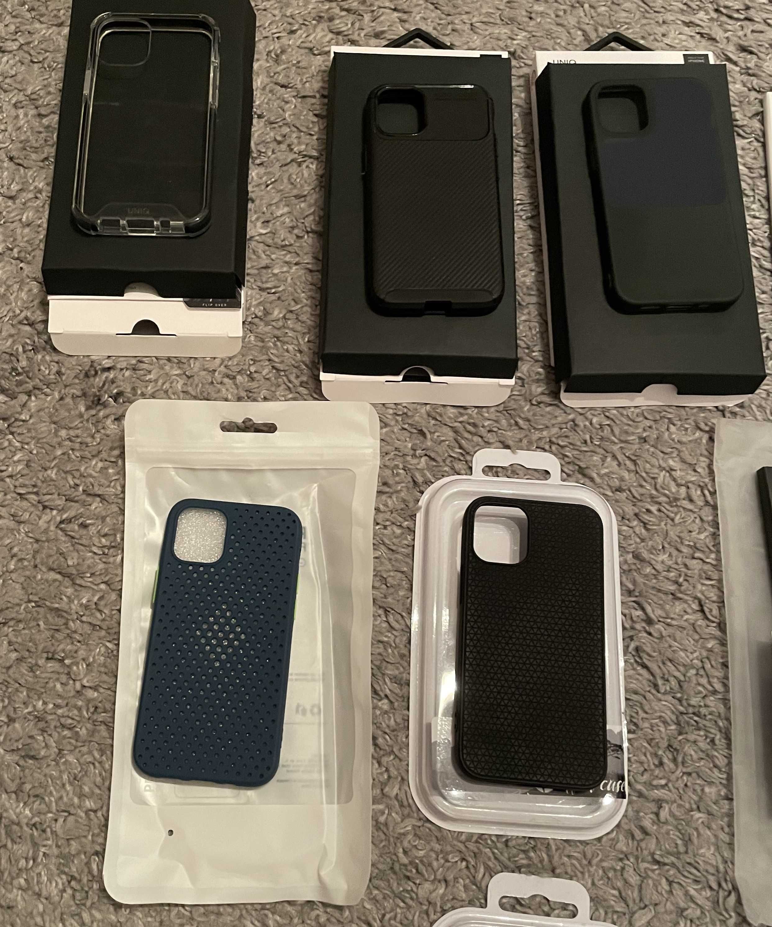 Lot - Huse iphone 12 mini folie neagra tpu silicon antisoc uniq