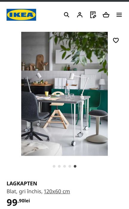 NOU! Blat IKEA 120x60 cm gri închis
