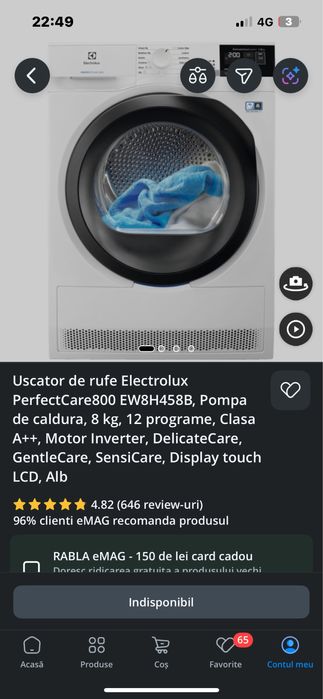 Uscător de rufe Electrolux garantie 7 ani + factura