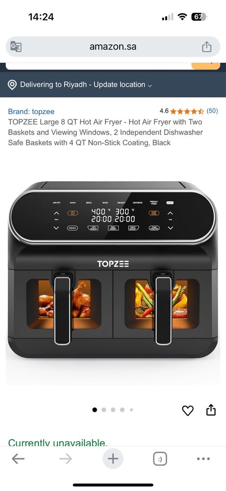 Air Fryer TOPZEE 8QT – с два коша и дигитален дисплей